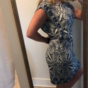 Black White Blue Paisley Dress